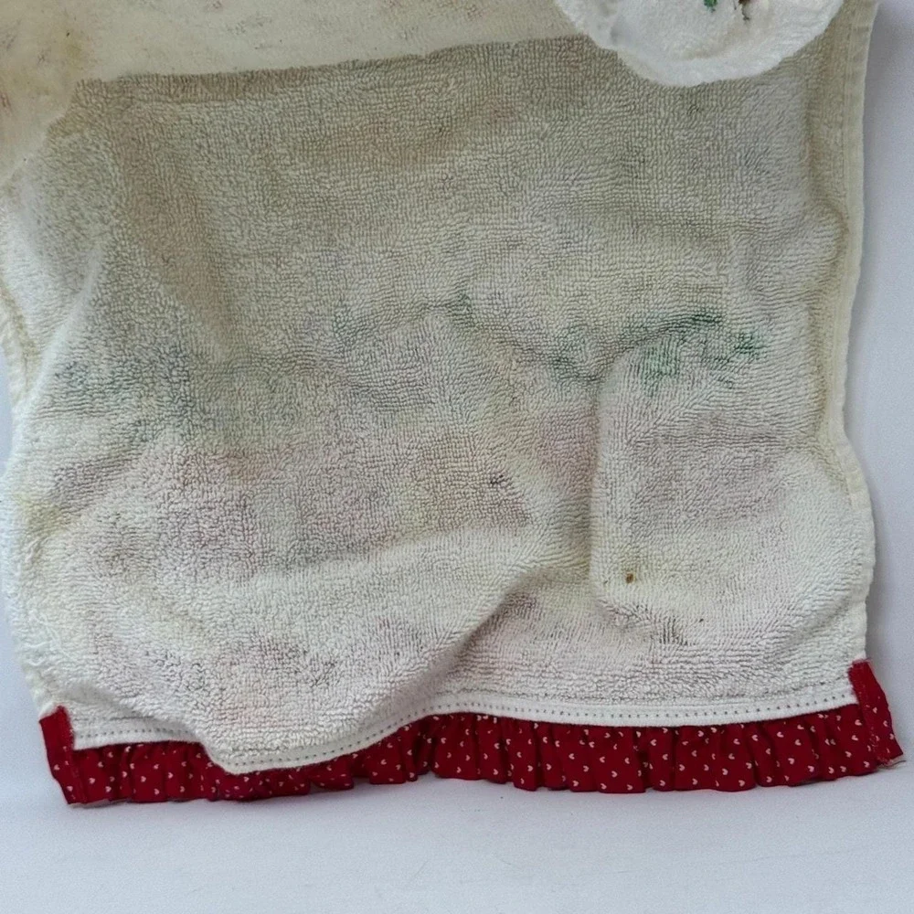 Vintage Screen Prints Cecil Saydah Geese Christmas Hand Towel Ruffle Heart Red